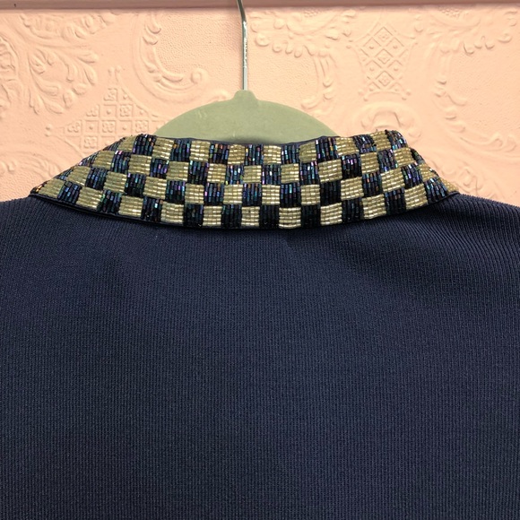 PIANO zip up sweater with sequin faux pockets and collar sparkling charm… - Picture 3 of 12